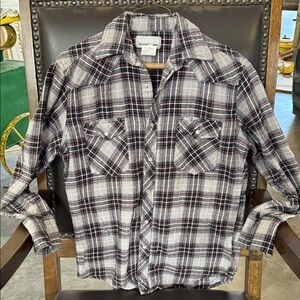 Wrangler Men's Plaid Pearl Snap Shirt - Medium